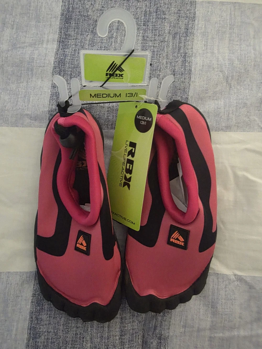RBX Girla Pink and Black Aqua Socks - Slip-On Water Shoes Sz Medium 13/1 NWT
